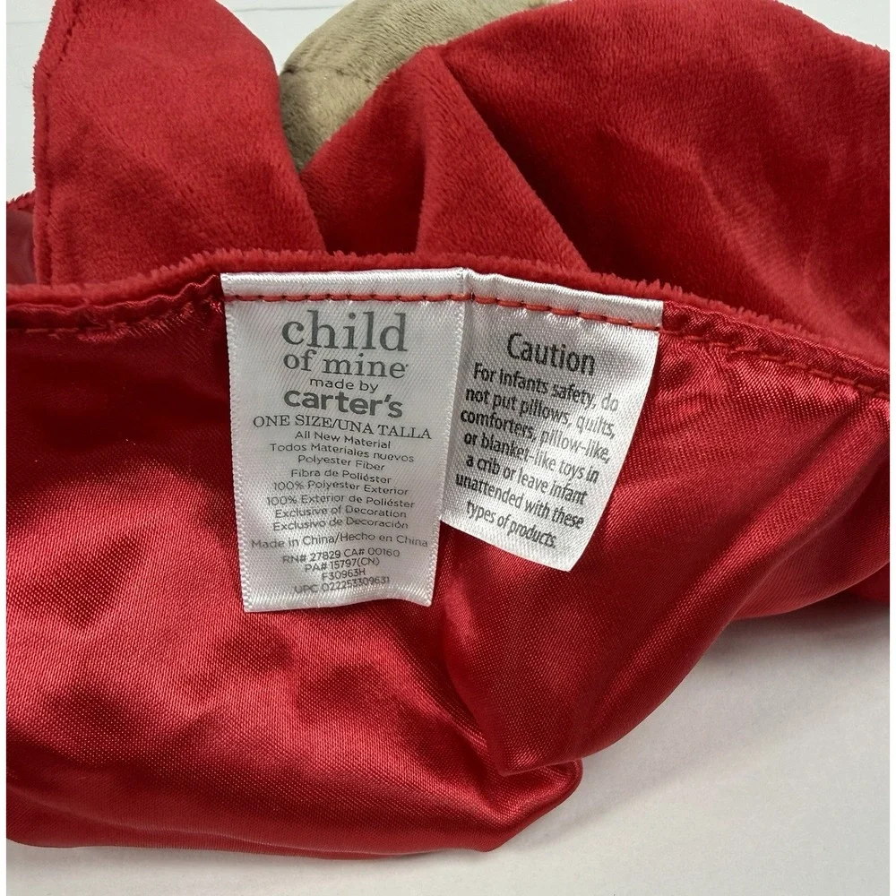 Carters  Brown Monkey I AM LOVED Red Satin Security Blanket Rattle Baby Lovey
